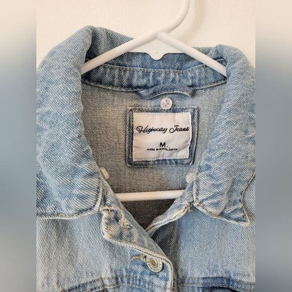 Highway Jeans Cropped Denim Jean Jacket Light Wash Trucker Retro Western Medium - Picture 7 of 7